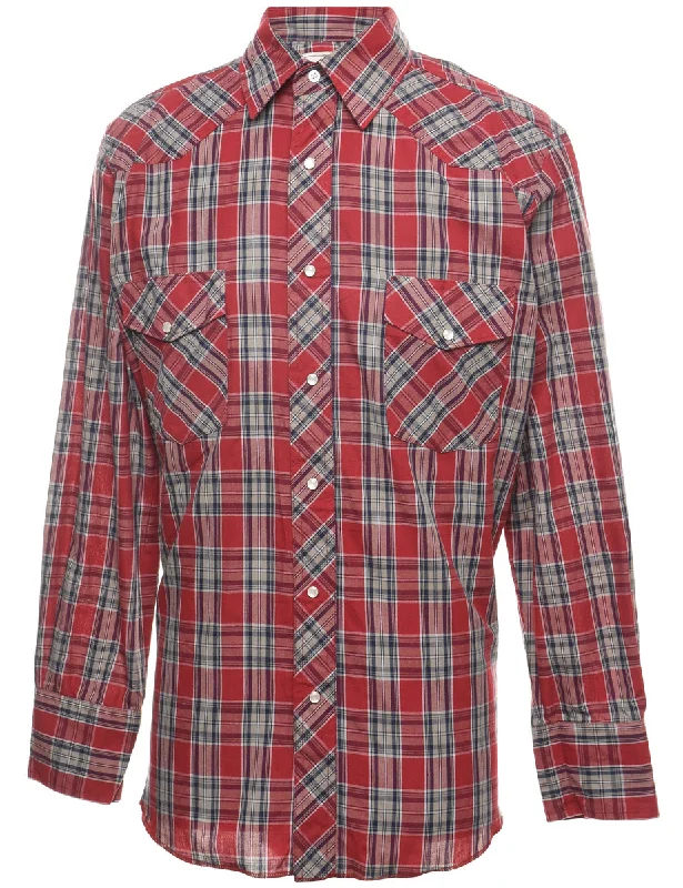 Maroon Western Checked Shirt - M