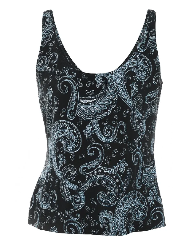 Metallic Finish Paisley Evening Top - S