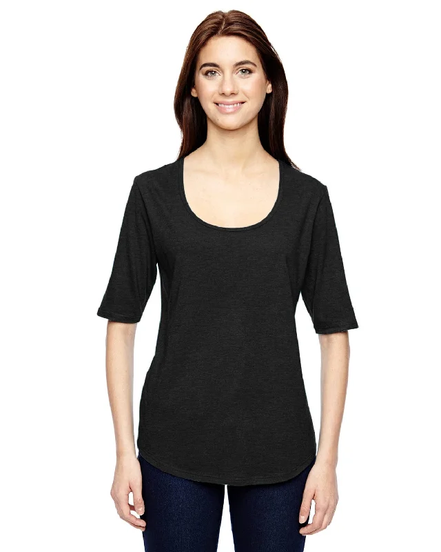 Anvil Ladies Triblend Deep Scoop Half-Sleeve T-Shirt | Black