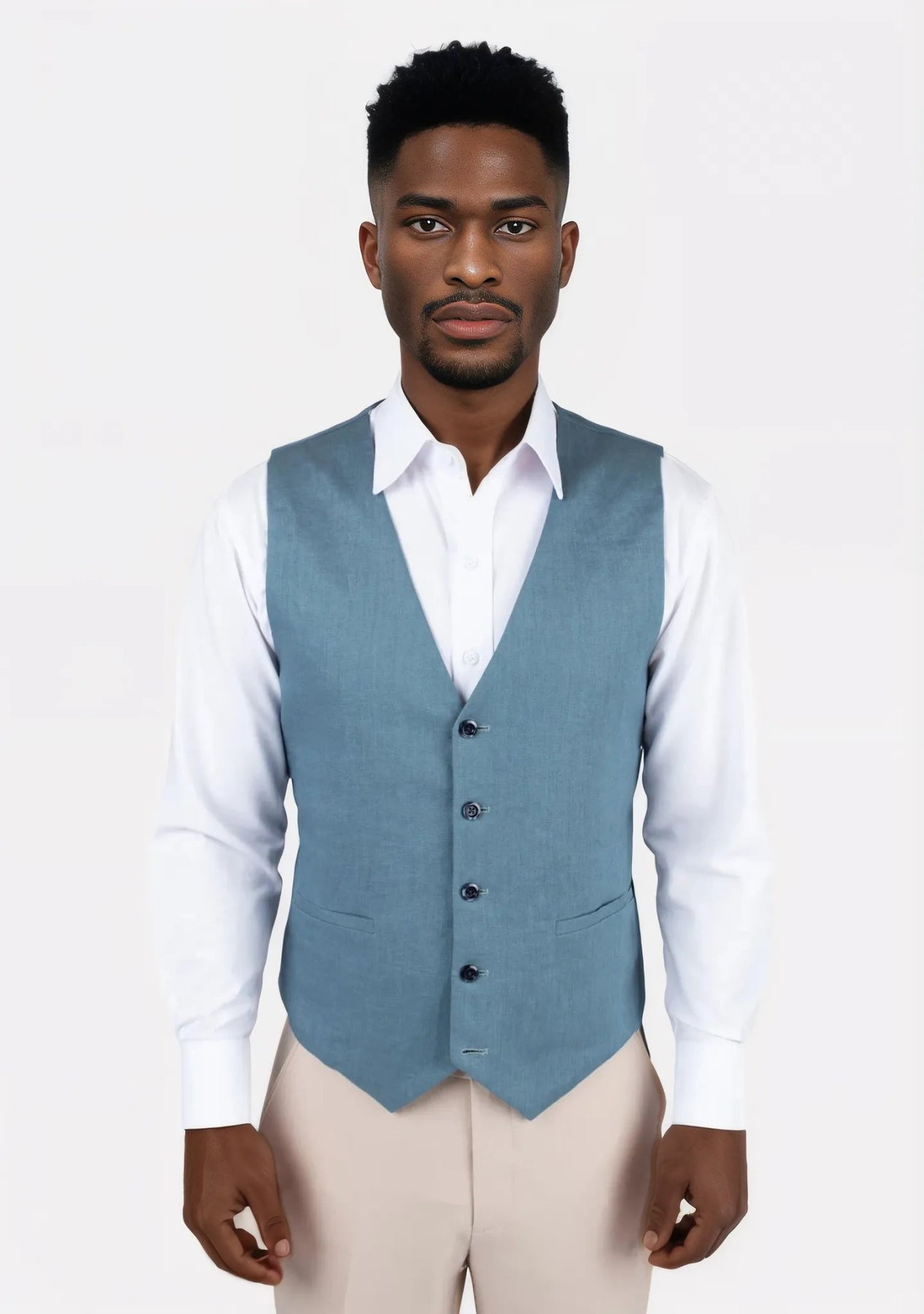 Koi Blue Linen Vest