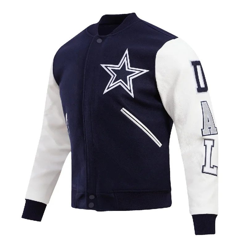 NFL DALLAS COWBOYS CLASSIC WOOL MEN'S VARSITY JACKET (MIDNIGHT NAVY/WHITE)