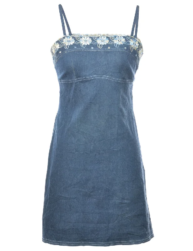 Mini 1990s Denim Dress - S