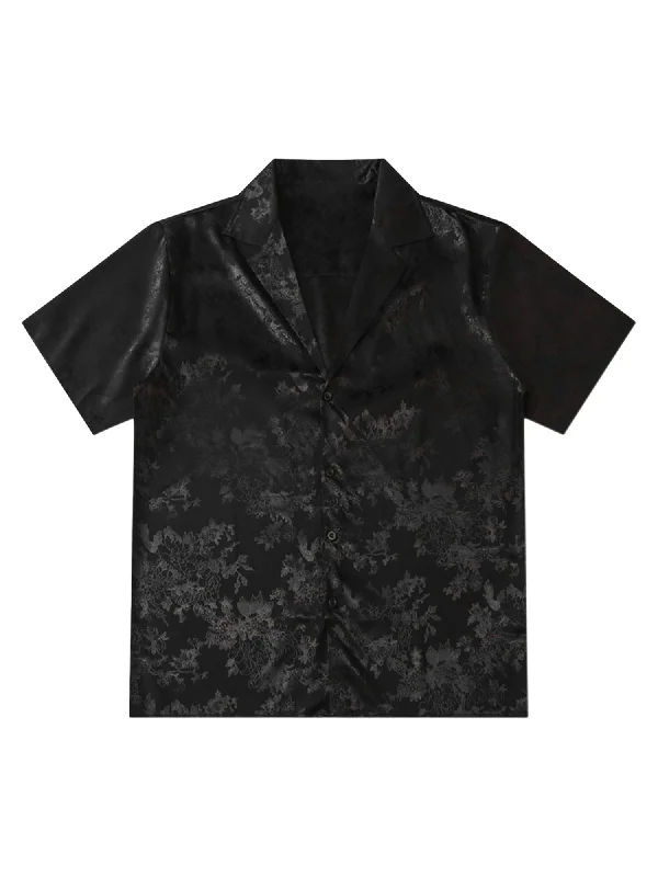 Thesupermade Leaves Pattern  Black Vintage Shirts