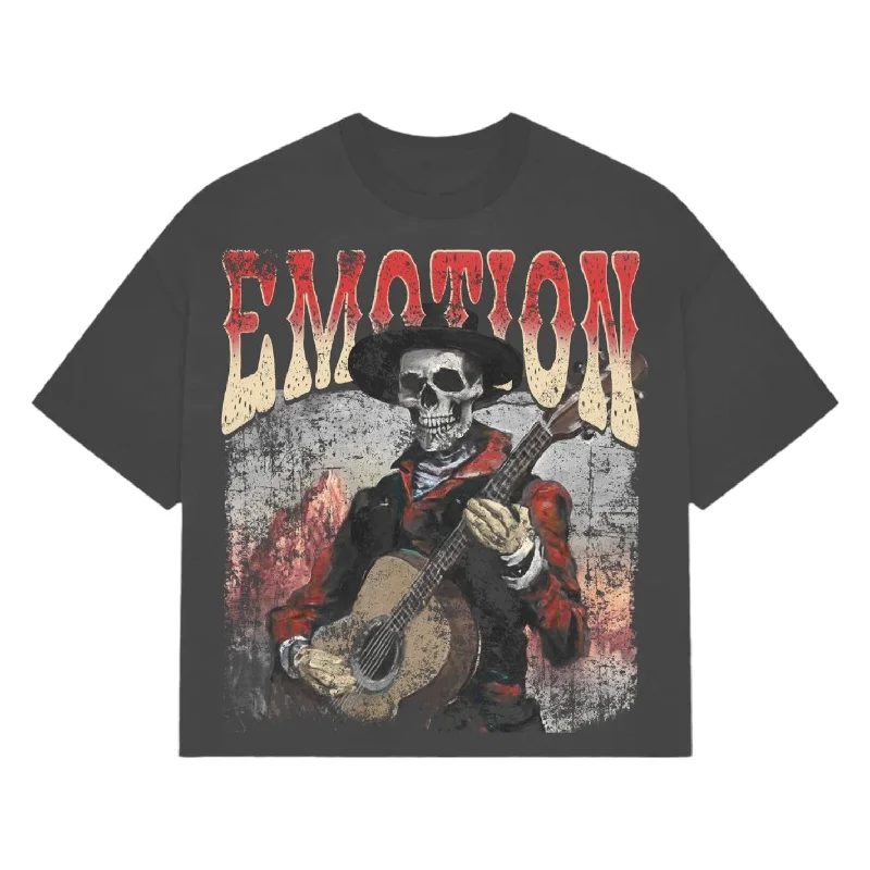 MIXED EMOTION: Skeleton Guitar Cropped Tee