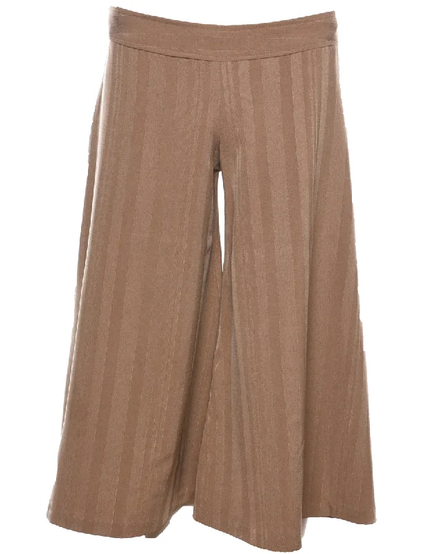 Low-Rise Striped Light Brown Flared Y2K Trousers - W35 L21