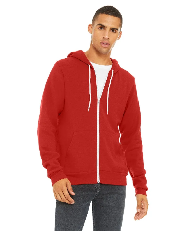 Bella+Canvas Unisex Poly-Cotton Fleece Full-Zip Hoodie | Red