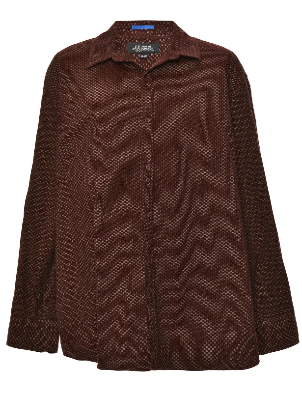 Maroon Patterned Corduroy Shirt - XL