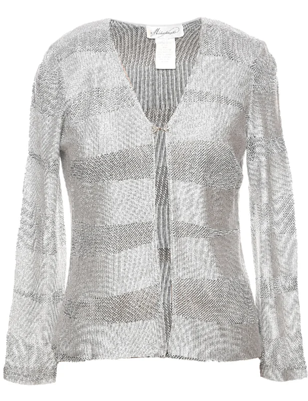 Lurex Thread Pattern Cardigan - M