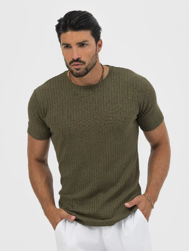 AMIR RIBBED T-SHIRT IN GREEN