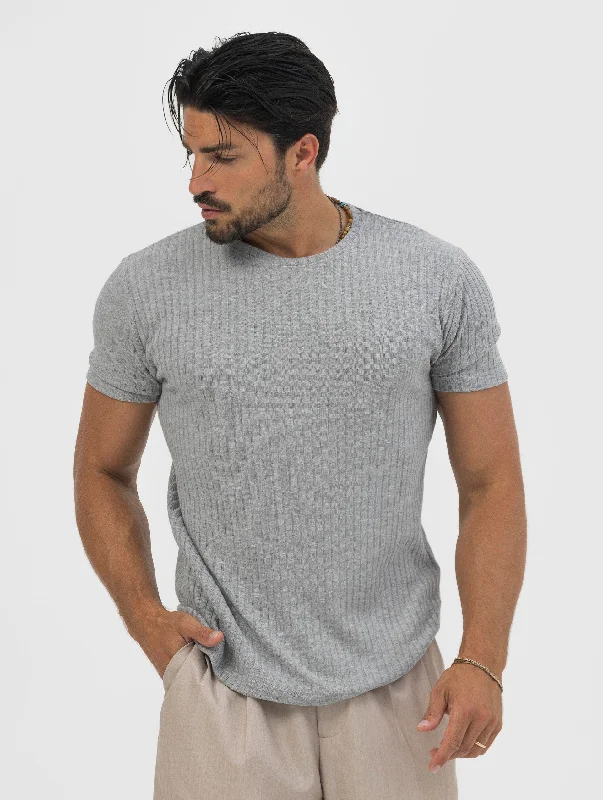 AMIR RIBBED T-SHIRT IN GREY