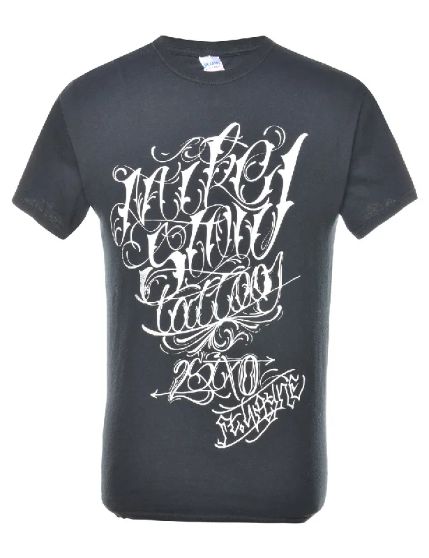 Black Printed T-shirt - M