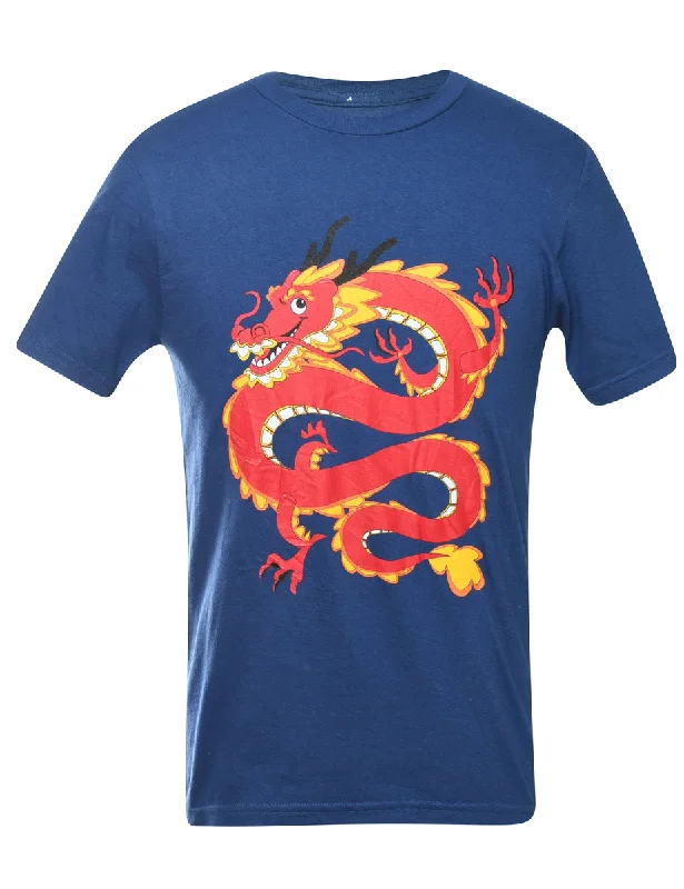 Blue Dragon Printed T-shirt - M