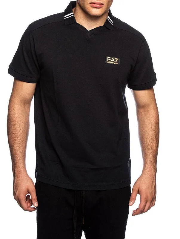 EA7 SHORT SLEEVED POLO IN DARK BLUE