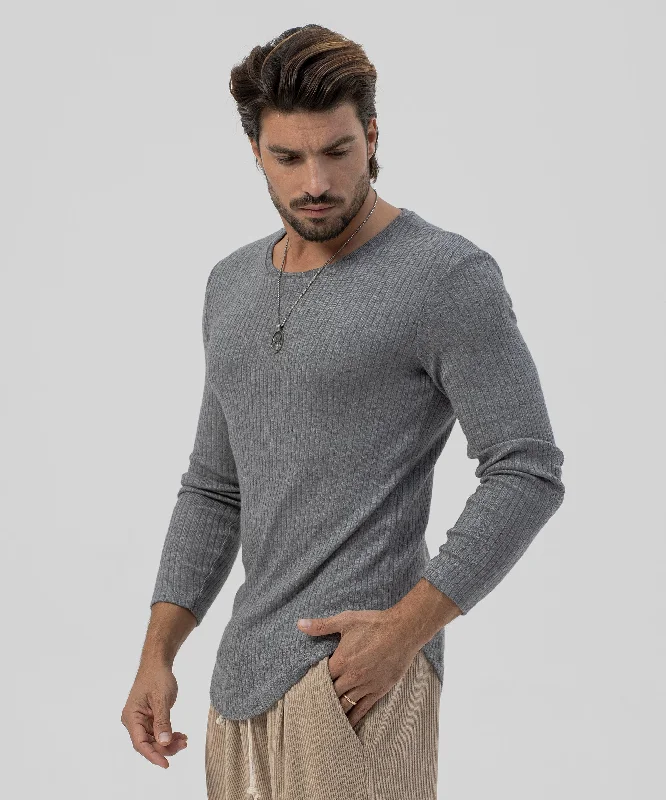 JOE LONG SLEEVED T-SHIRT IN GREY