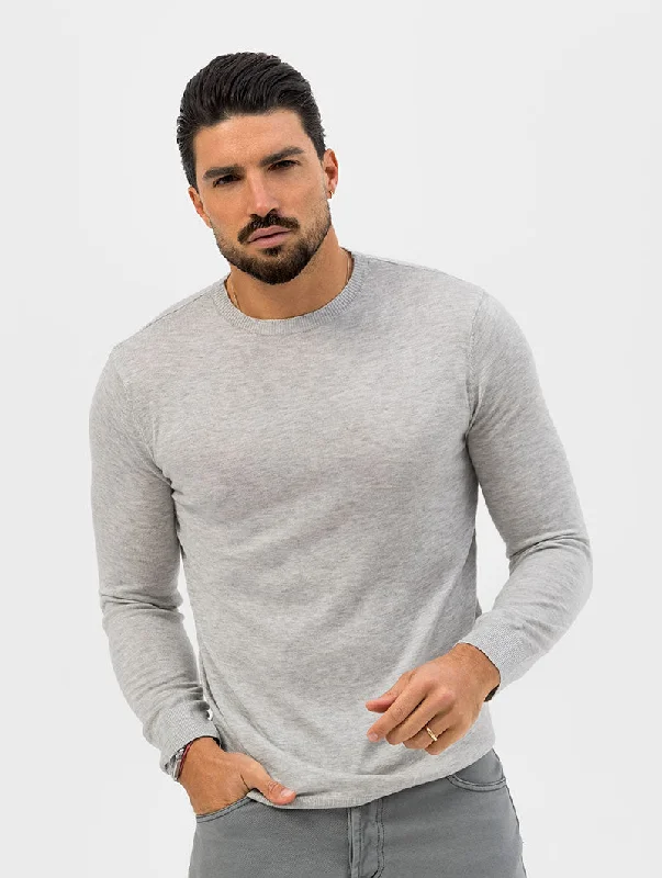 KNITTED LONG T-SHIRT IN LIGHT GREY