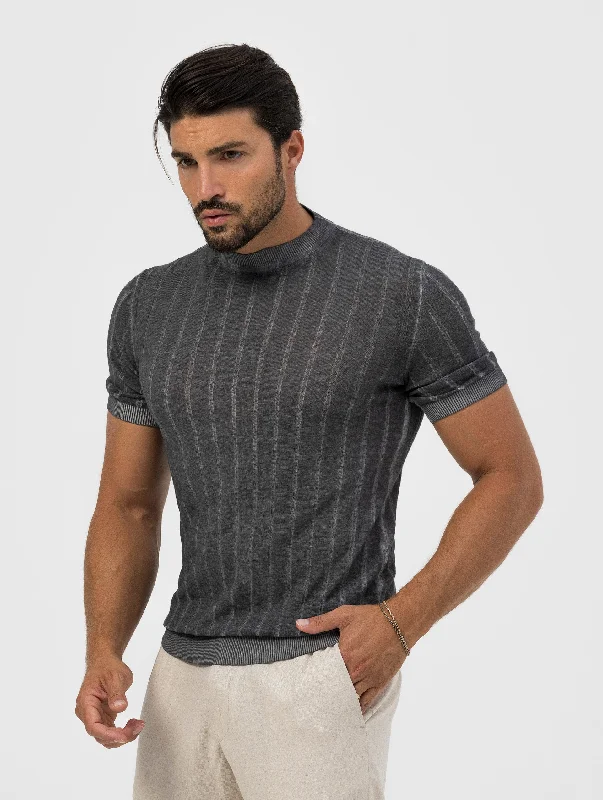 LUCAS RIBBED T-SHIRT IN ANTHRACITE