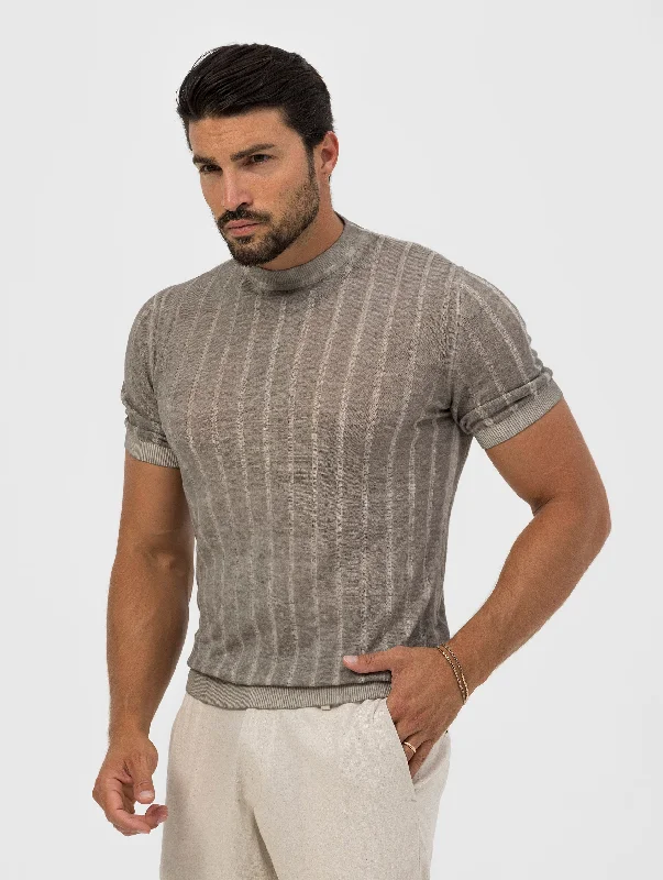 LUCAS RIBBED T-SHIRT IN MUD