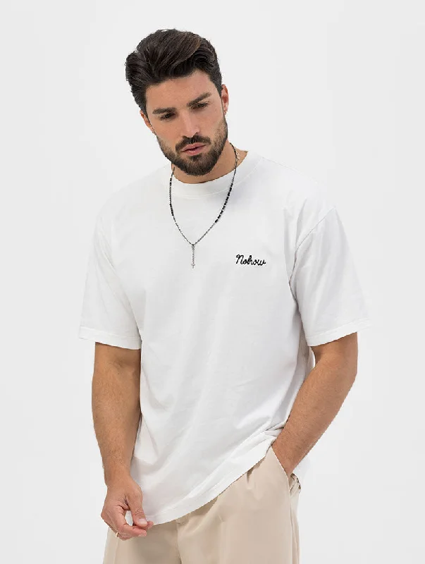 NOHOW LOGO OVERSIZED T-SHIRT IN WHITE