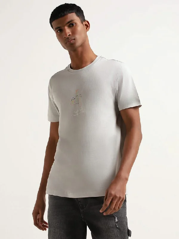 Nuon Grey Printed Slim Fit T-Shirt