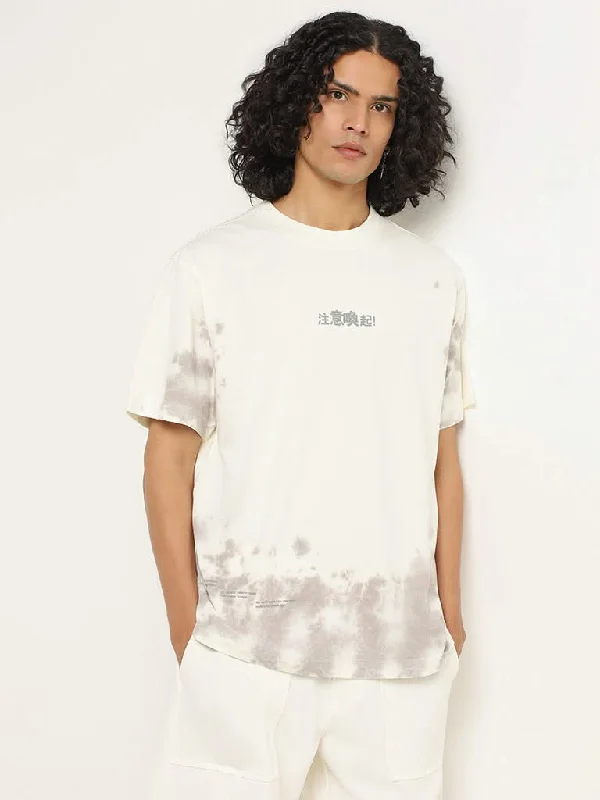 Studiofit Off-White Tie-Dye Relaxed Fit T-Shirt