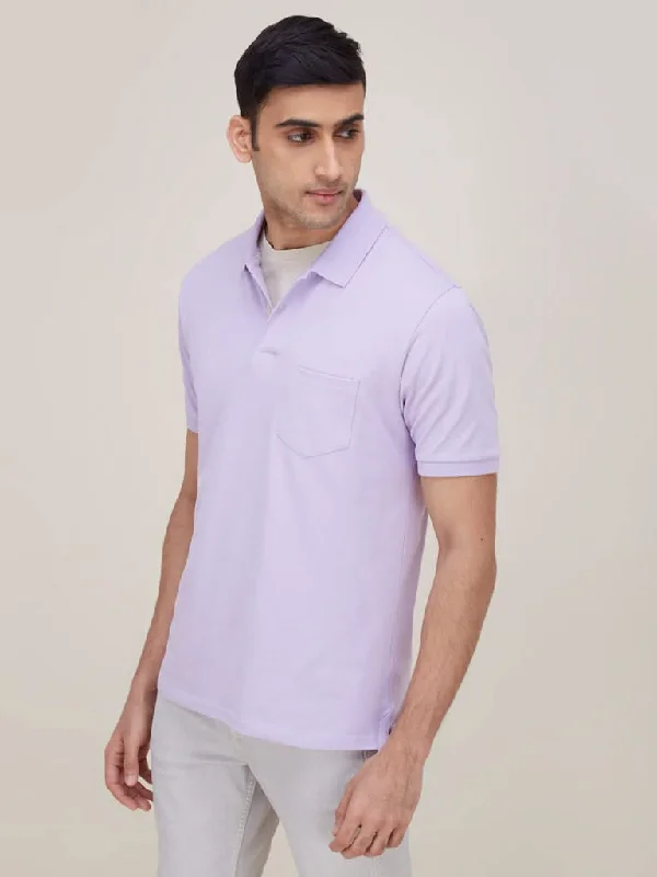 WES Casuals Lilac Cotton Blend Relaxed-Fit T-Shirt